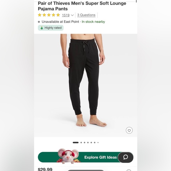 Size Medium Pair of Thieves Men's Black Lounge Pants - Picture 8 of 8